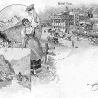Oude tekening van hotel Post